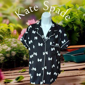 NWT - KATE SPADE - BLACK AND WHITE BOWS PAJAMA SET - Size L
